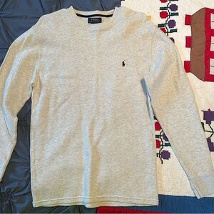 Polo by Ralph Lauren Men's Light Gray Waffle Knit long sleeve